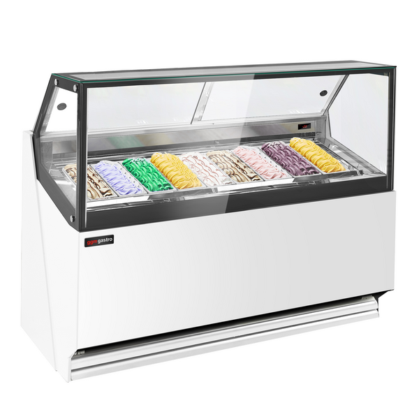 Balcão de gelados THEO - 1771mm - convecção - para 9x recipientes de 5 litros de gelado - branco