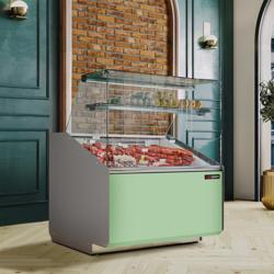 Comptoir vitrine réfrigérée - 944x979mm - +2/+6°C - 200L - Face avant vert clair