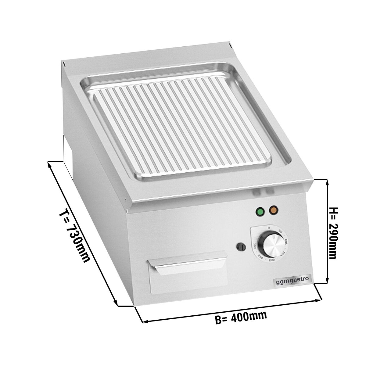 Plancha électrique - plaque acier - 4,8 kW - Rainurée