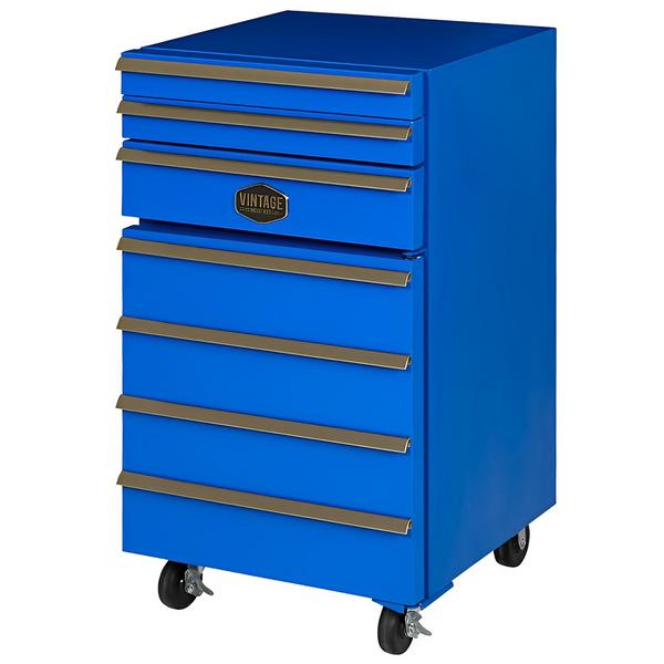 GASTRO-COOL | Upright Fridge Stainless steel “Werkstattwagen” - 50L - with 1 door - On castors - Blue