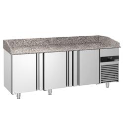 Balcão de pizza refrigerado PREMIUM - 2100x800mm - com tampo em granito - com 3 portas