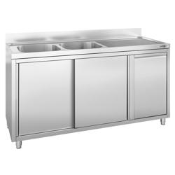 Spülschrank - 2000x700mm - mit Abfallbehälter & 2 Becken links