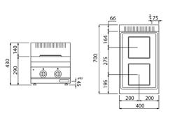 Cocina eléctrica - 2× Placas cuadradas (5,2 kW)