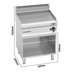 Gasbakplaat - 8kW - Geribbeld - Bakoppervlak: 596x430mm - met open onderbouw