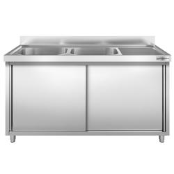 Dolaplı Yıkama Tezgahı PREMIUM -2000x600mm - 2 sol evyeli