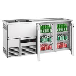 Comptoir de bar réfrigéré PREMIUM - 1950x700mm - 2 portes vitrées