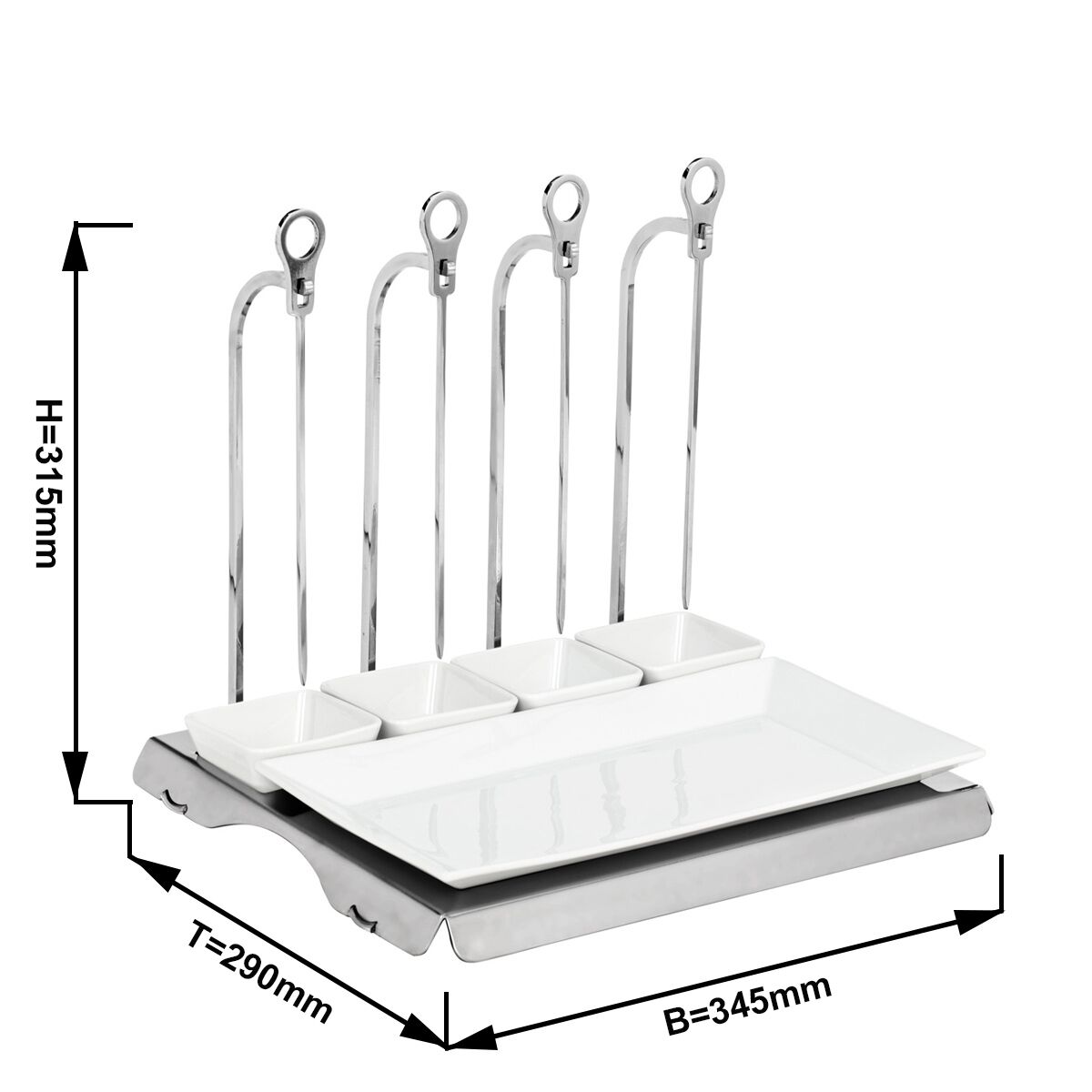 CLASSICO - Porte-brochettes - Chrome - incl.4 brochettes