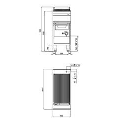 Commercial Gas Water Grill Paolo 900 Series - 400mm - Freestanding - with Leg Stand - 900mm Deep - 12kW