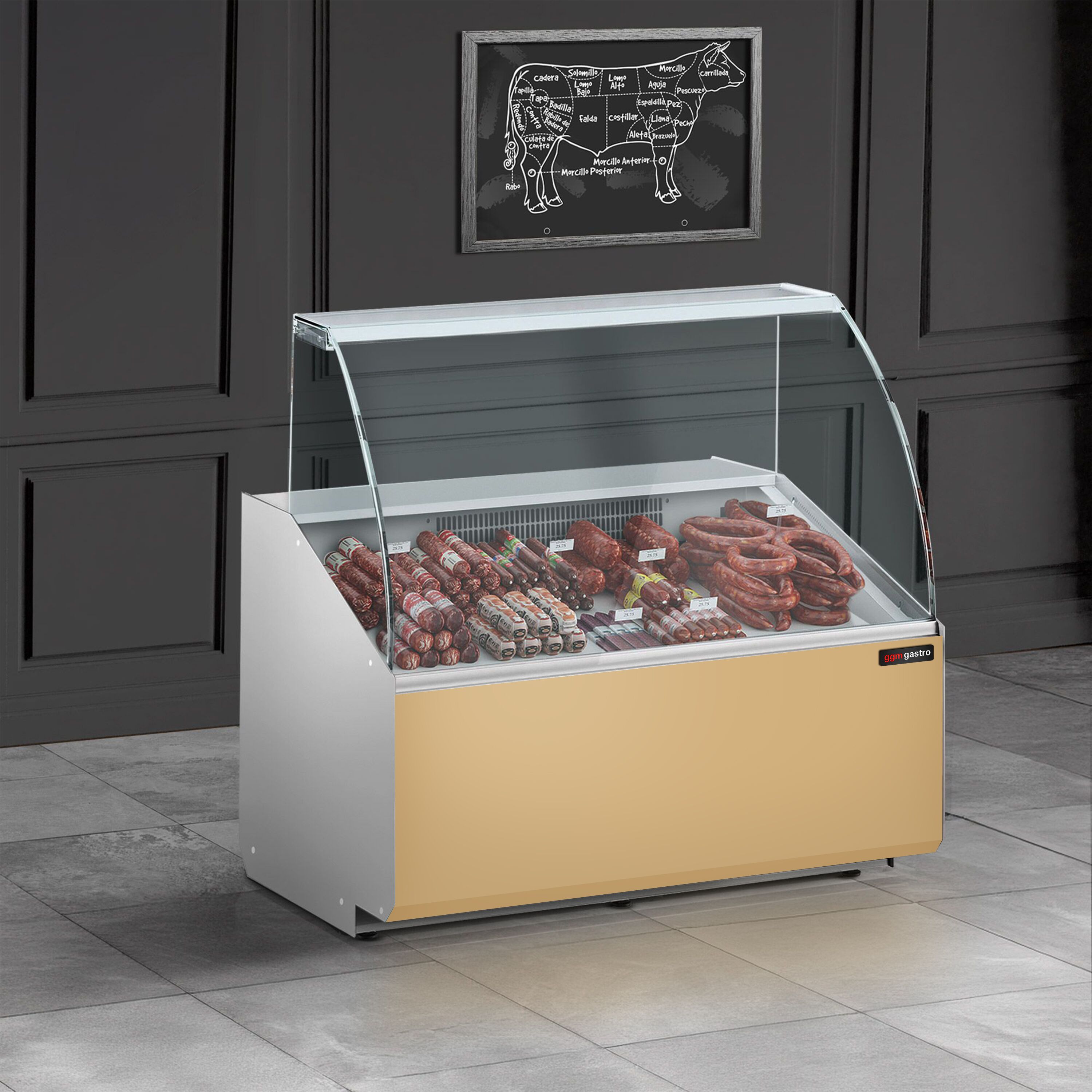 Comptoir vitrine réfrigérée - 944x979mm - +2/+6°C - 200L - Façade beige
