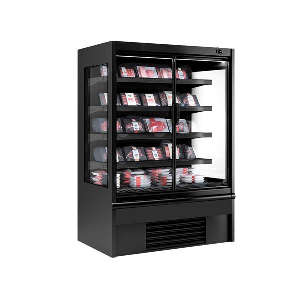 Murale Refrigerato Professionale - 1018mm - 602l - +2°/+4°C - con 1 porta a battente in vetrocamera & 4 ripiani - Nero