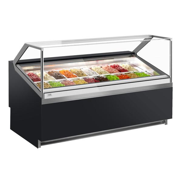 Vetrina Gelato IVY - 1919mm - Circolazione dell'aria - per 20x contenitori per gelato da 5 litri - Nero