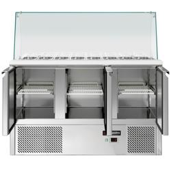 Commercial Saladette Counter ECO - 1368mm - 368L - 3 doors - with glass canopy for 4 x GN 1/1