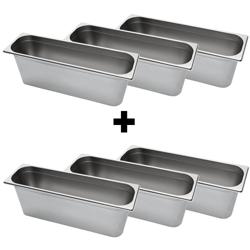 (6 pcs) Stainless Steel Gastronorm Pan GN 2/4 - Depth: 150mm