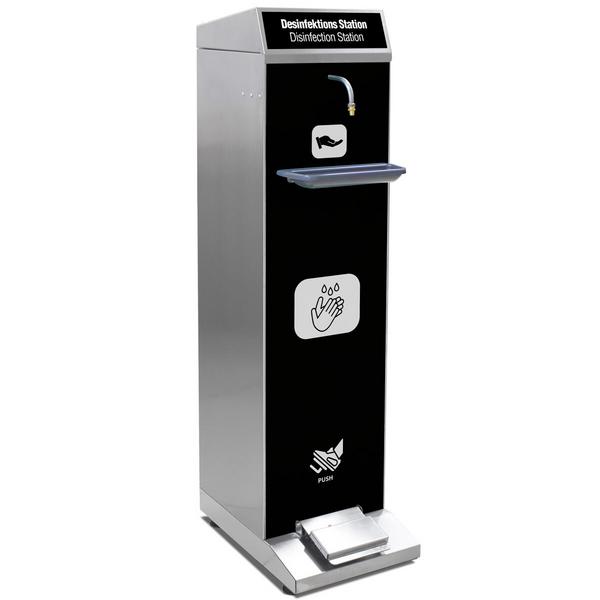 RVS desinfectiestation - met lekbak en voetbediening