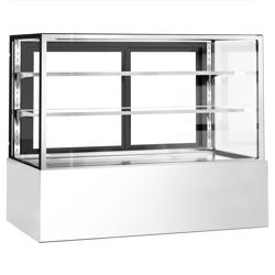 Vitrine à pâtisserie réfrigérée - 598L - 1500mm - Double vitrage - avec 2 étagères en verre - portes coulissantes vitrées arrière
