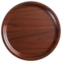 (24 stuks) CAMBRO | MYKONOS - Gelamineerd dienblad - rond - ø 430mm - Houtlook walnoot