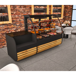 Kassentisch - 1100mm - Holzfront - Schwarzer Granit