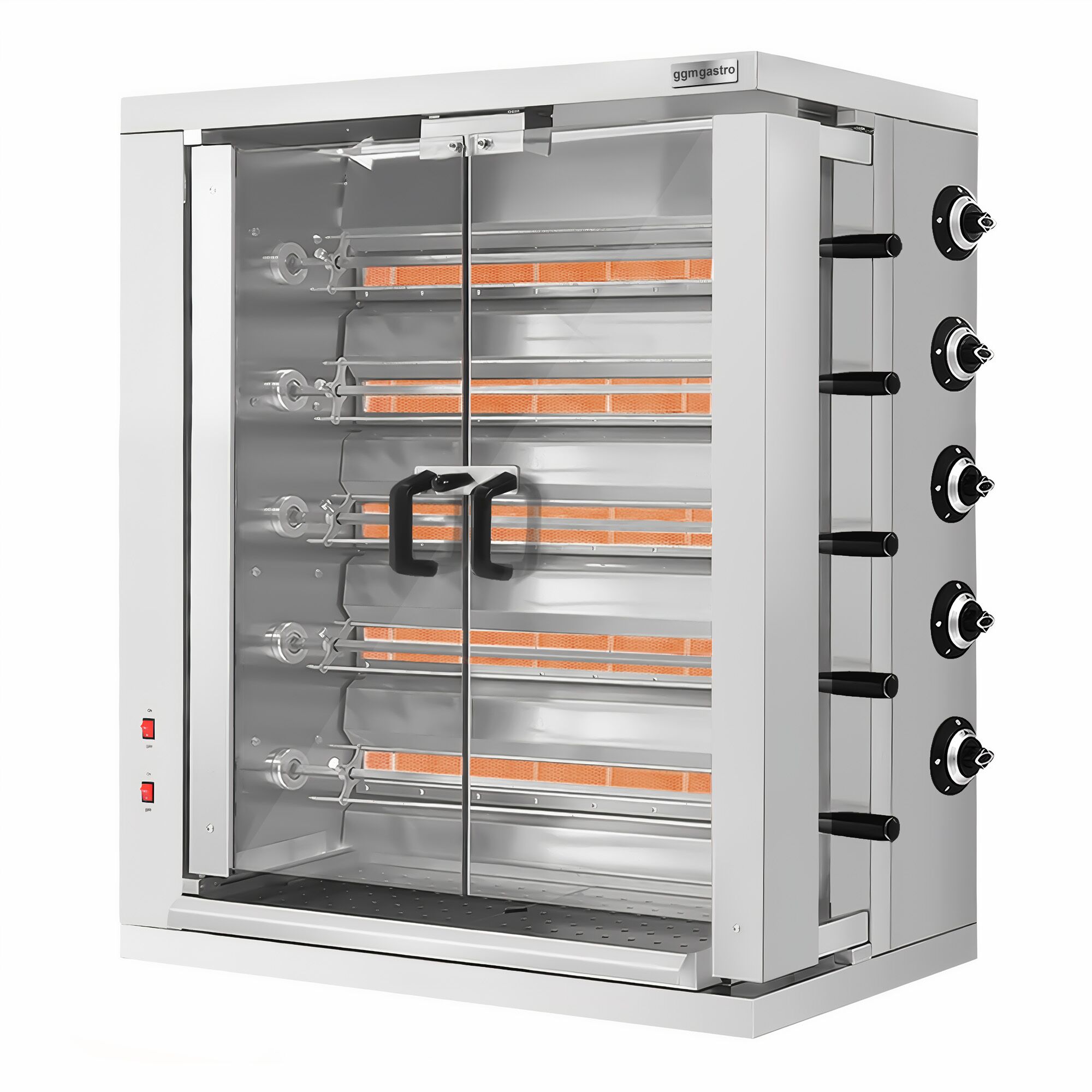 Gaz Rôtissoire à poulets Verticale - 5 broches pour jusqu’à 30 poulets - 32,33kW