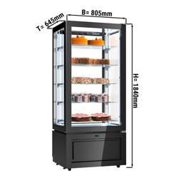 Vetrina Refrigerata Verticale 4 Lati Vetro – Panoramica Professionale - 457l - 805mm - 1 porta a battente in vetro - con 5 ripiani - LED interni - Nero