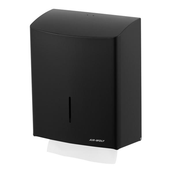 AIR-WOLF | Distributeur de serviettes en papier - pour 600 serviettes - inox - Noir