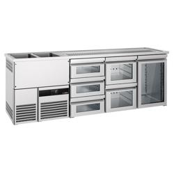 Flessenkoeler PREMIUM - 2500x700mm - 1 glazen deur & 5 laden