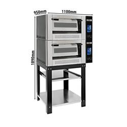 (2 szt.) Gazowy Piec do pizzy - 2 x 4 x Ø30cm - Panel dotykowy - z ramą nośną