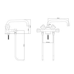 Enkelgats mengkraan - met 1-gats monobloc, tafelmodel, zwanenhals, eengreeps, geschikt voor 2 spoelbakken, 360° draaibaar, G3/8, eenvoudig te monteren & reinigen - 460mm