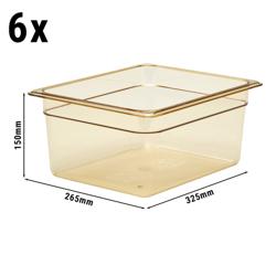 (6 pièces) CAMBRO | H-PAN™ - Conteneur GN 1/2 résistant à la chaleur - Ambre - Hauteur : 150mm