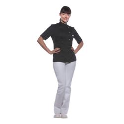 KARLOWSKY | Ladies Chef Jacket Greta – Black - Size 40 - Short Sleeve - Press-Stud Fastening