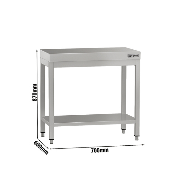 Mesa de trabalho ECO - em Aço inoxidável -  0,7 m - com base