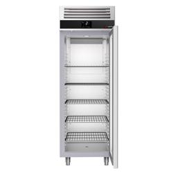 Lodówka | Szafa chłodnicza ze stali nierdzewnej PREMIUM - GN 2/1 - 650L - 700x810mm - 1 drzwi przeszklona - chłodzenie wentylowane; samozamykające drzwi