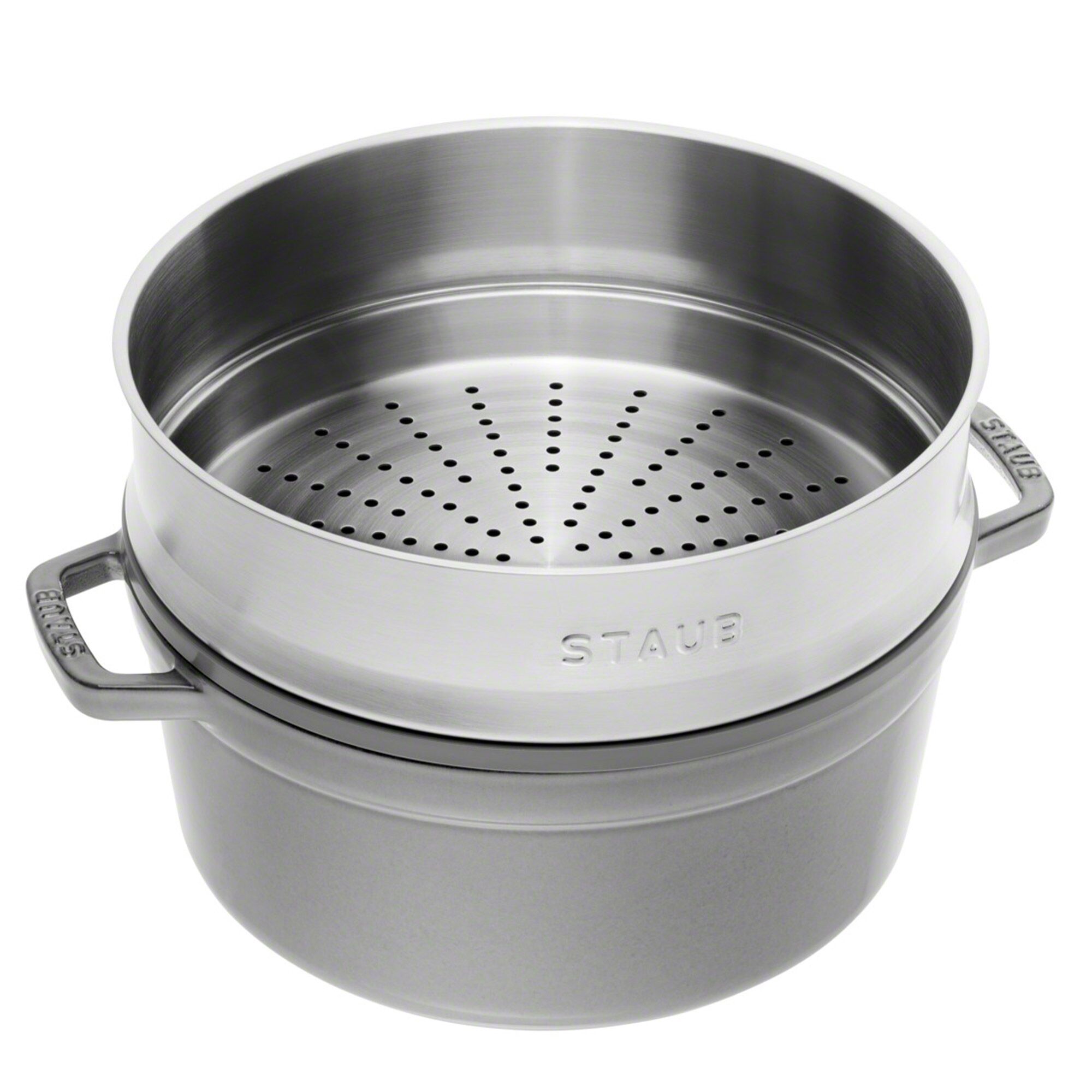 STAUB | LA COCOTTE - Cocotte avec insert vapeur - Ø 260mm - Fonte - Gris graphite	