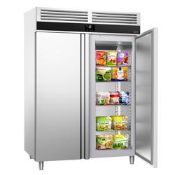 Armoire réfrigérée négative en acier inoxydable PREMIUM - GN 2/1 - 1400 L - avec 2 portes vitrées & Glissières GN & 6 grilles GN 2/1