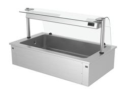 Vestavěná chladicí vana - na led - 1460 mm - 4x GN 1/1 - 160 l - se skleněnou ochranou proti kýchání