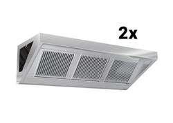 Wandafzuigkap RVS - 700mm diep - 2800mm - zonder motor - met 6 labyrintfilters en verlichting