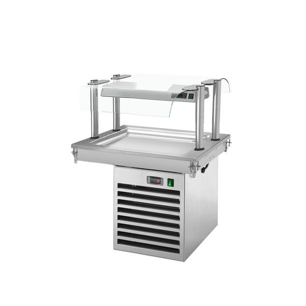 Drop-In Cold Plate - 800mm - +2 to +8°C - 2x GN 1/1 - 350W - with glass sneeze guard