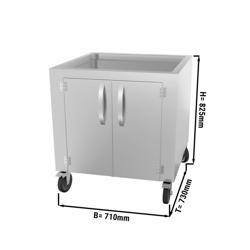 قاعدة فرن مفتوحة لفرن فحم - 710x730x825mm | وزن: 58 kg | مع 4 عجلات | 2 رفوف | رف وسطي - متوافق مع CHOE761