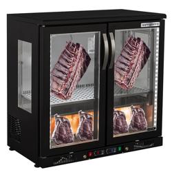 Dry Aging vleesrijpingskast - 920mm - 2 glazen deuren - Zwart