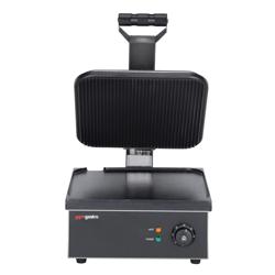 Contact grill / Grătar pentru hamburgeri - 2,2 kW - partea inferioară netedă și partea superioară striată - Suprafață de gătit: 350 x 330 mm