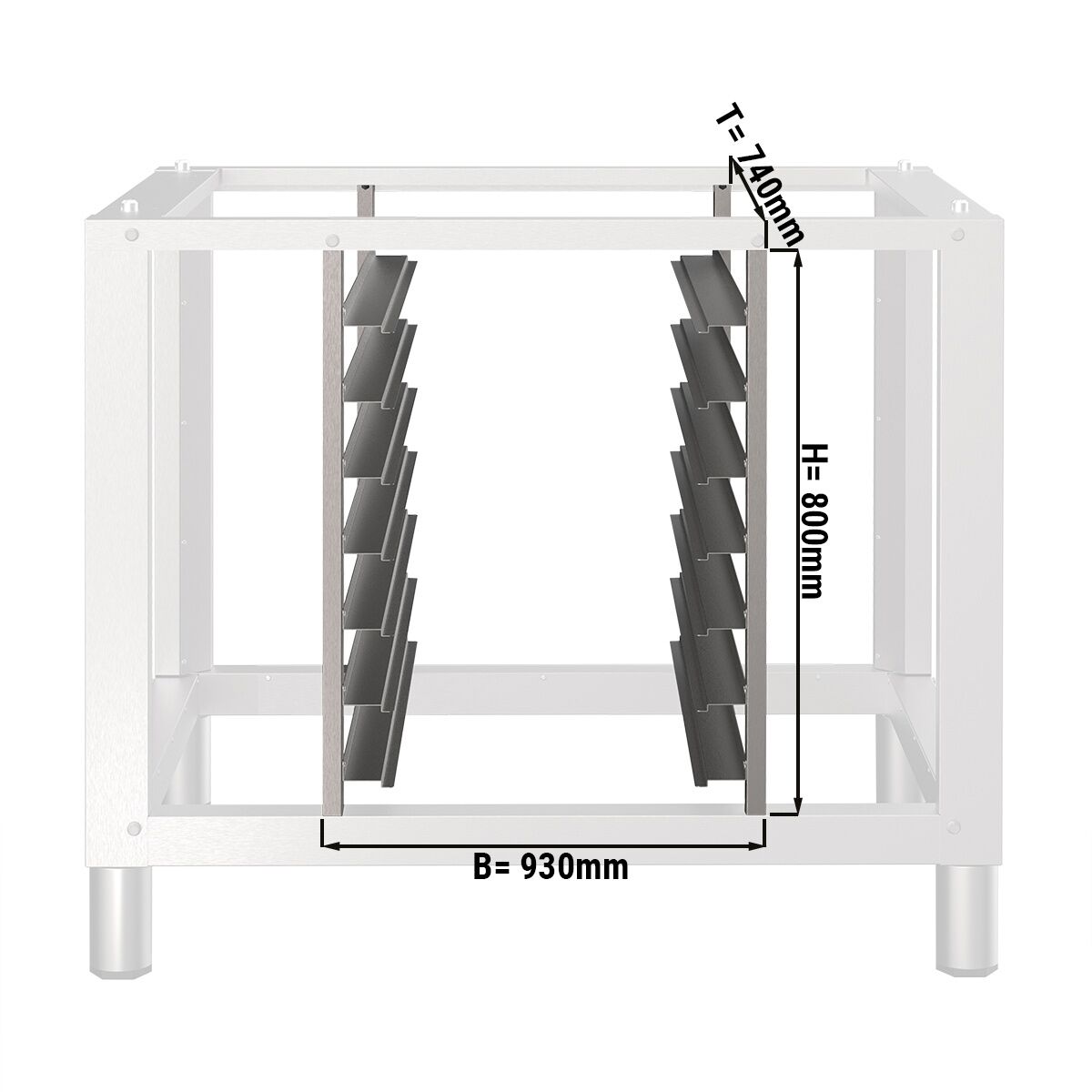 7x GN 1/1 Tray Rack for Base Frame - 930x740x800mm - Stainless Steel - GN 1/1 - compatible with BUV80010