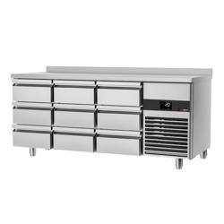 Tavolo refrigerato PREMIUM - 1865x700 mm - 9 cassetti e alzatina