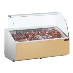 Banco gastronomia professionale - 1568x979mm - 324 L - Vetro dritto - Pannello frontale Beige