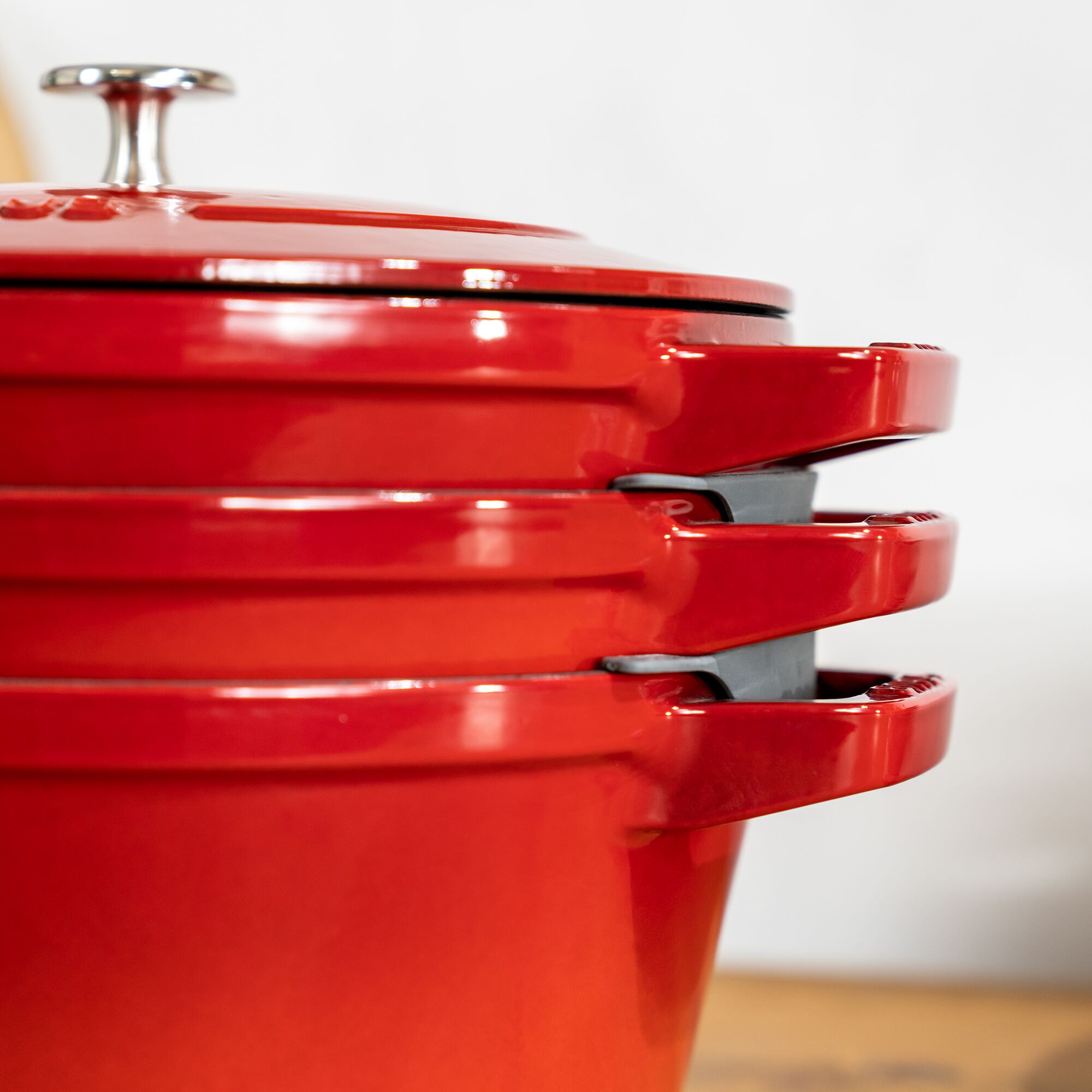 STAUB | STACKABLE SET – Set de marmites – 2 pièces – Ø 240 mm – Fonte – Rouge cerise