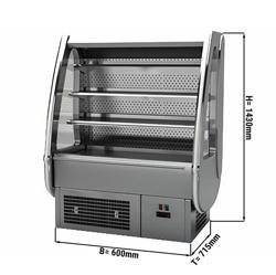 Přístěnný chladicí regál - 600 mm - +4 až +10 °C - s 3 policemi - vč. nočního závěsu - šedá