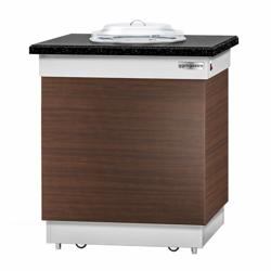 Tellerspender DUBLIN - beheizt - 1 kW - 700mm - mit Rollen - 50 Teller - schwarze Granit-Arbeitsplatte