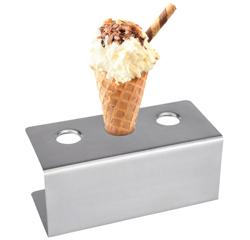 Ice Cream Cone Holder Stand – 3-Hole - 2ר26 mm + 1ר31 mm - Stainless Steel - Dishwasher Safe