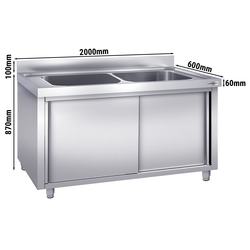 یونیت کابینتدار شستشوی قابلمه - 2000*600 میلیمتر - دو سینک