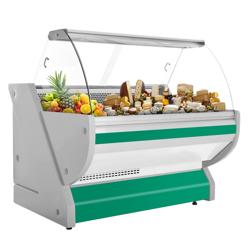 Vitrine refrigerada - 1525x1150mm - 300L - vidro curvo; tampo em granito; Painel frontal verde; Iluminação; +1 a +10°C