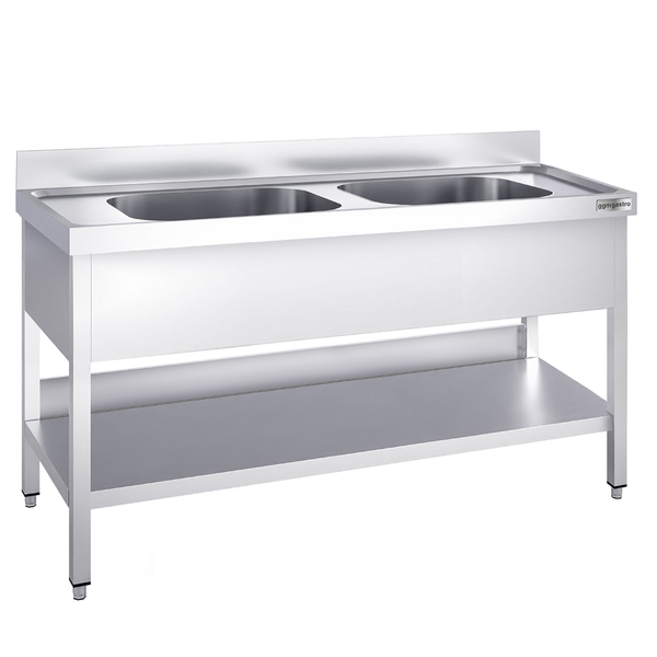 Mueble fregadero PREMIUM - 1400x600mm - con base y 2 lavabos en el centro