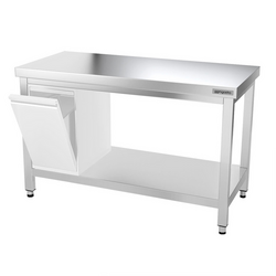 Table de travail en inox PREMIUM - 1400x600mm - avec fond sans rebord	